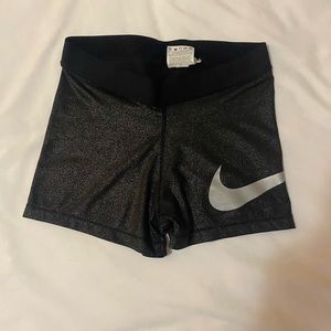 nike pro black glitter shorts